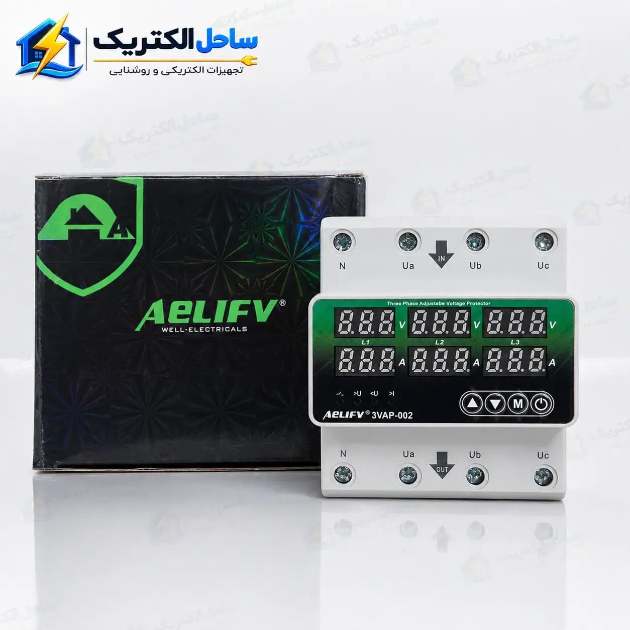 محافظ ولتاژ و جریان سه فاز 100 آمپر AELIFV مدل 3VAP-002