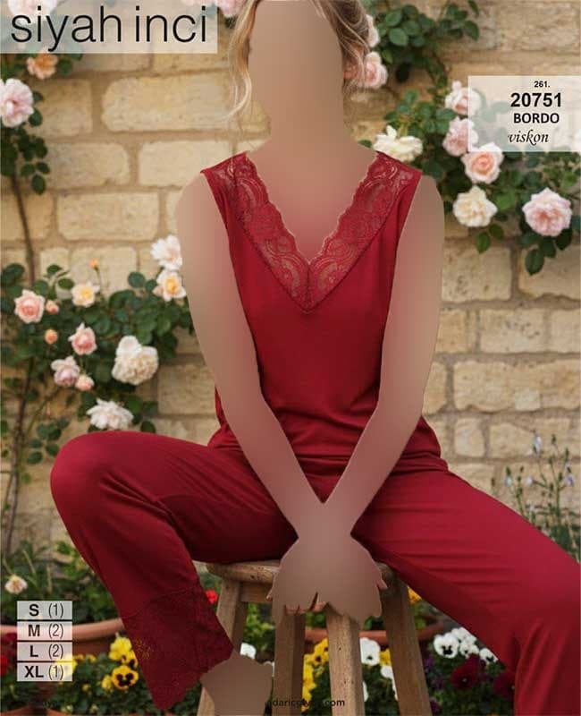 تاپ شلوار زرشکی سایز نرمال سیاه اینجه کد 20751