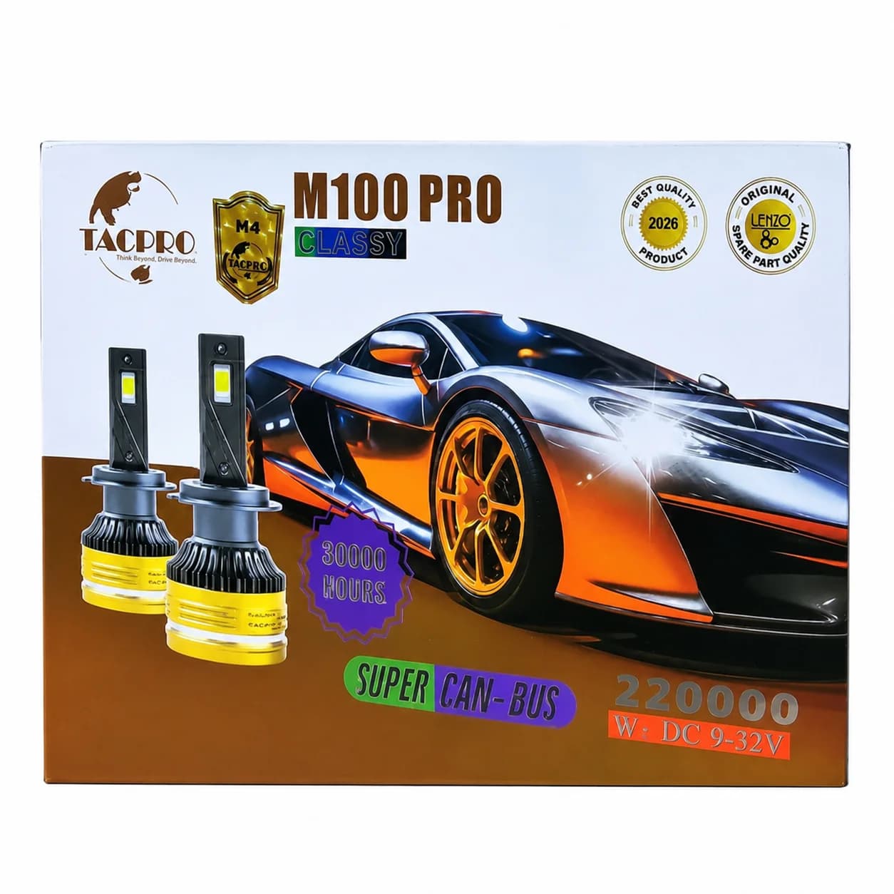 هدلایت لنزو M100 PRO پایه h4 گارانتی 1 ساله تک رنگ سفید