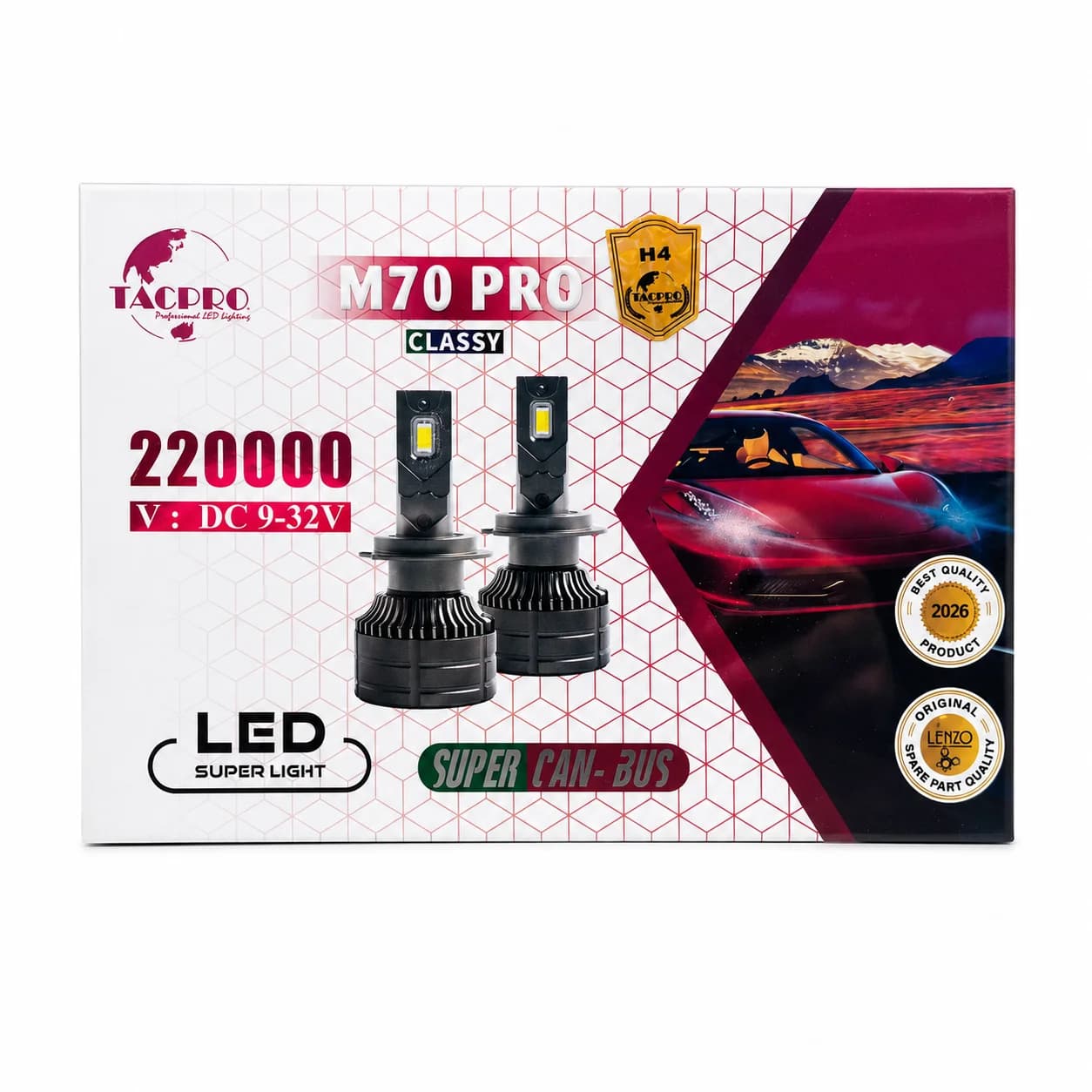 هدلایت لنزو m70 pro پایه h4 گارانتی 1 ساله