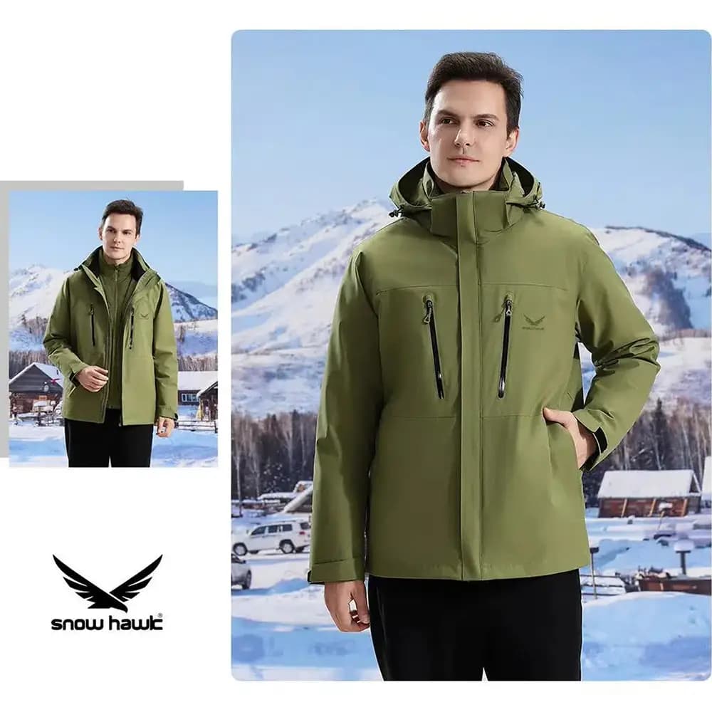 کاپشن ضد آب دوپوش پر اسنوهاک Snow Hawk مدل 68997 | 3 در 1 — تصویر ۴