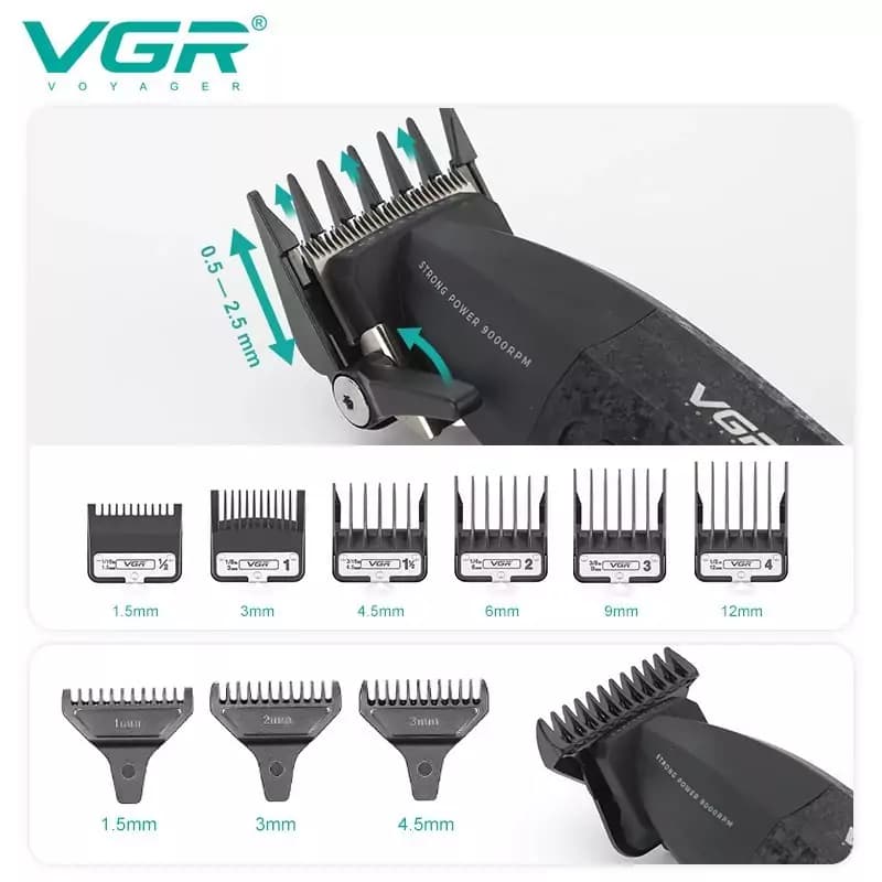ست حرفه ای ماشین اصلاح آرایشگاهی VGR 640 — تصویر ۱۱