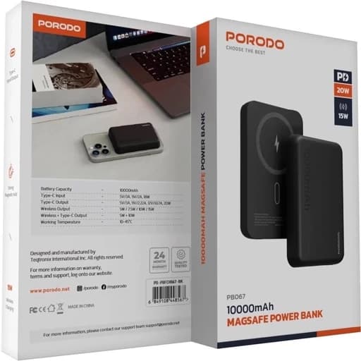 پاور بانک Porodo 10000mAh MagSafe PD 20W پاور بانک 10 هزار پرودو مگ سیف — تصویر ۵