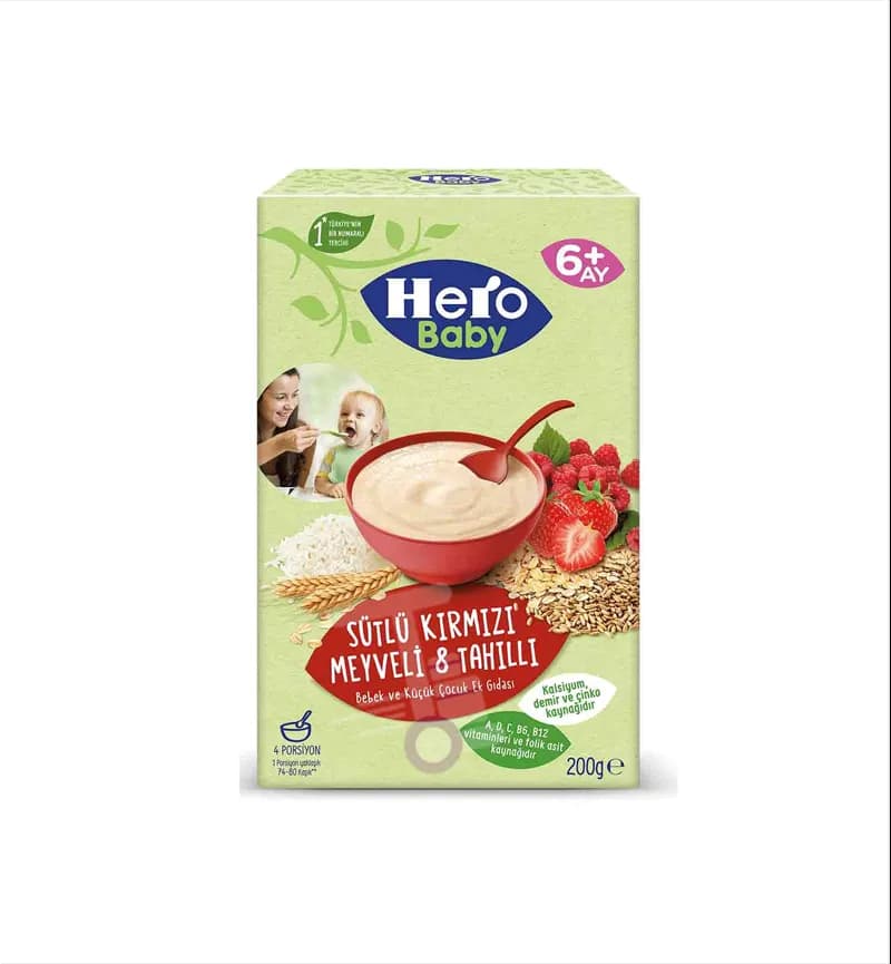 غذای کمکی هیرو بیبی Hero Baby مدل شیر و توت فرنگی و تمشک با غلات — تصویر ۲