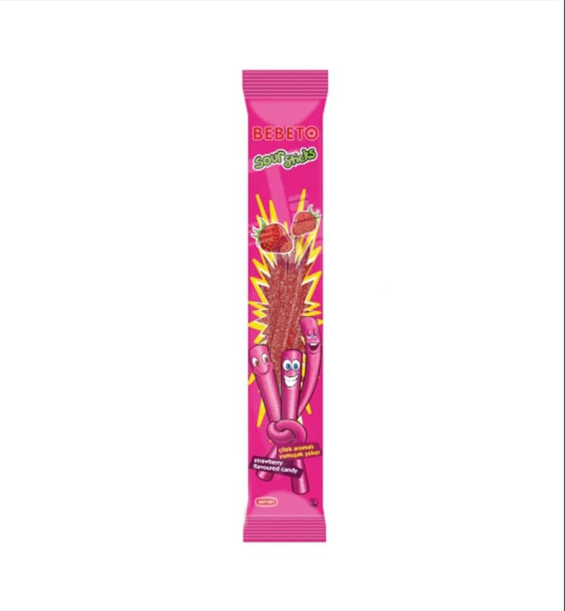 پاستیل نواری Sour Sticks ببتو Bebeto طعم توت فرنگی 30 گرم