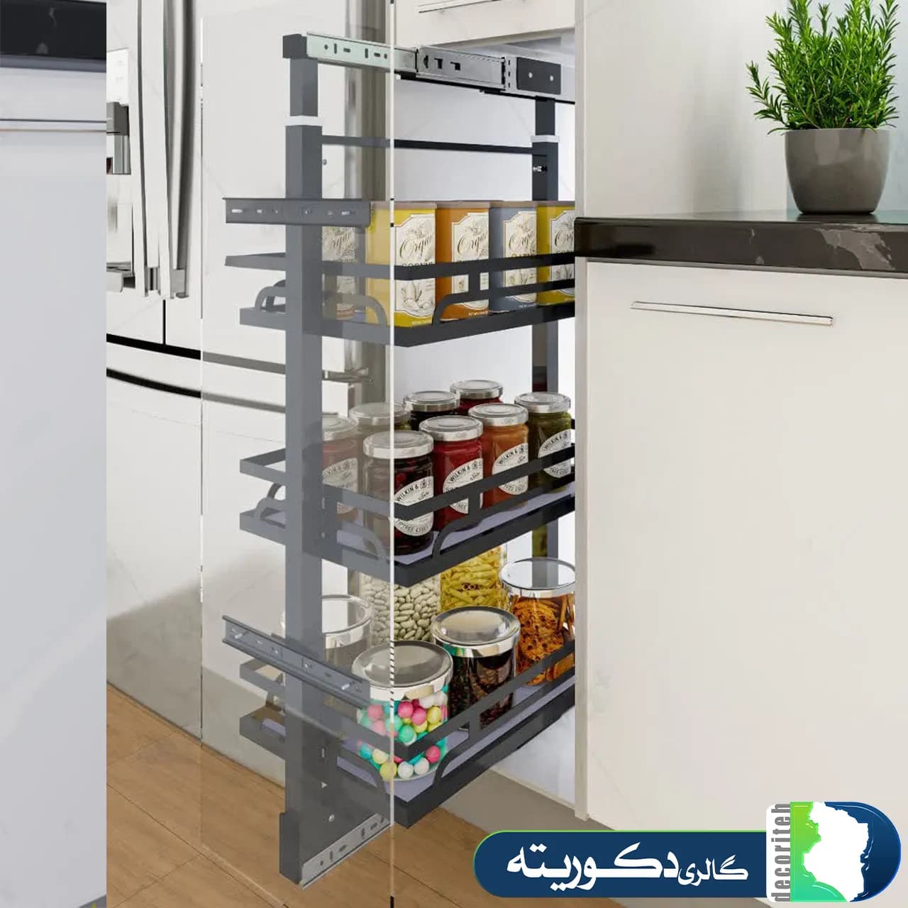 سبد سوپر وسط کف چوب با ریل آرام بند برند آخیز — تصویر ۲