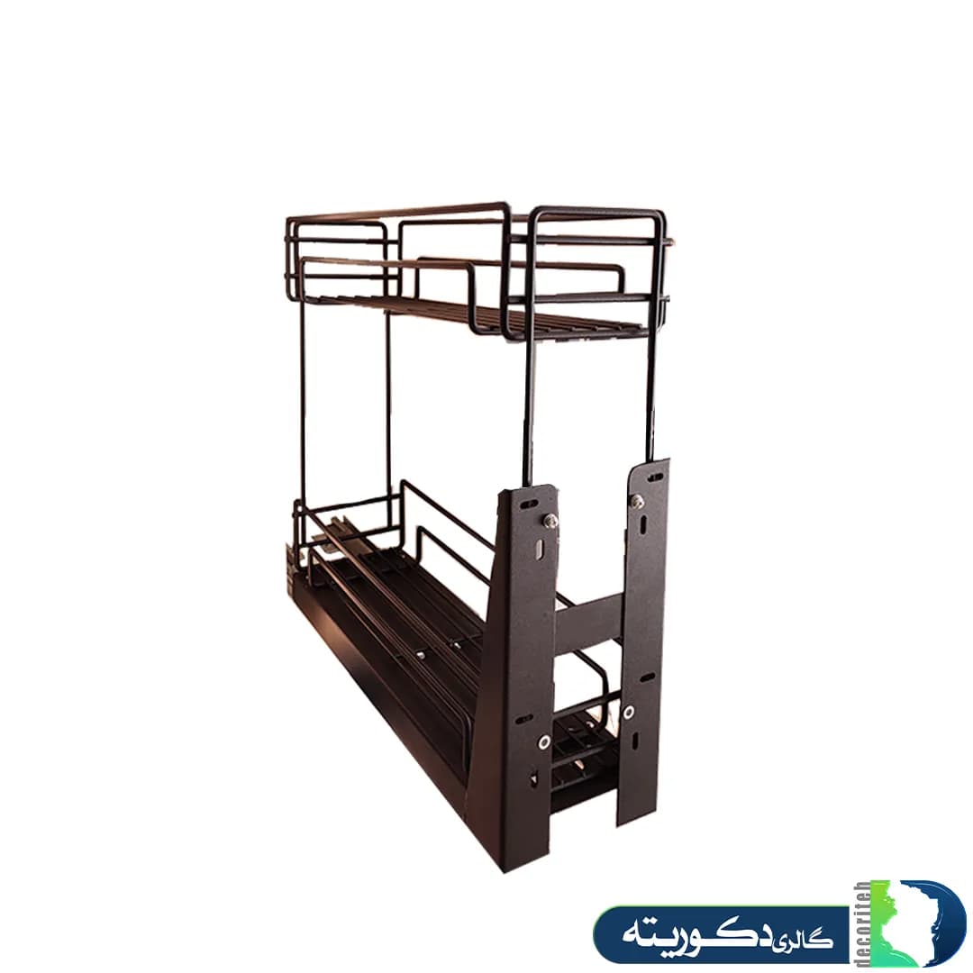 سبد کف ریل مشکی دوطبقه با ریل سه تکه فراسازان