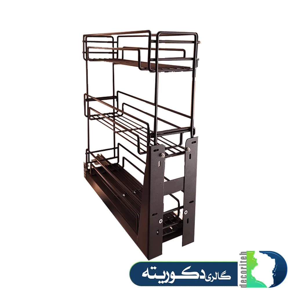 سبد کف ریل مشکی سه طبقه با ریل تاندم فراسازان — تصویر ۲