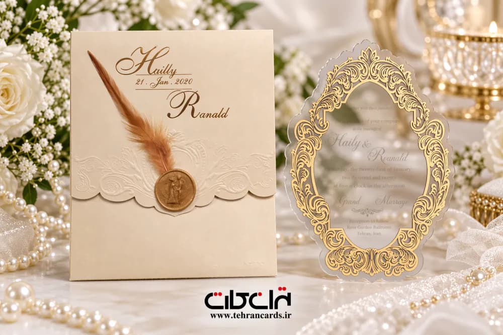 کارت عروسی بیضی شکل پلکسی خارجی کد 646 — تصویر ۹