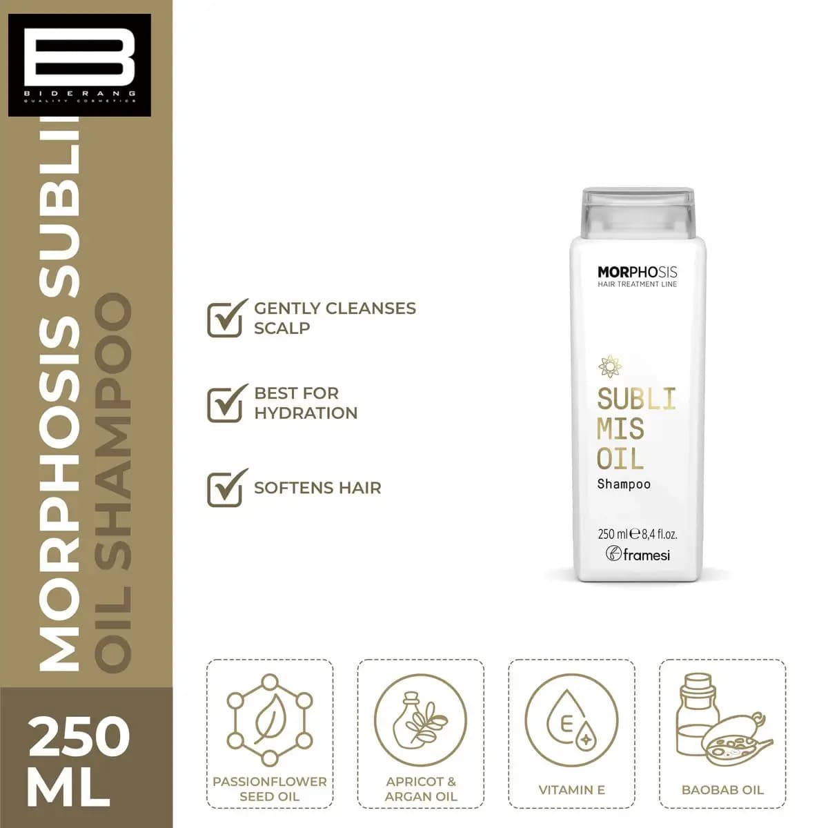 شامپو موهای خشک و دهیدراته فرامسی مدل Morphosis Sublimis Oil حجم 250ml — تصویر ۳