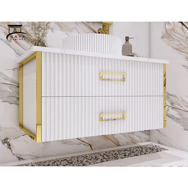 روشویی کابینتی سفید دوکشو کد 40 — تصویر ۳