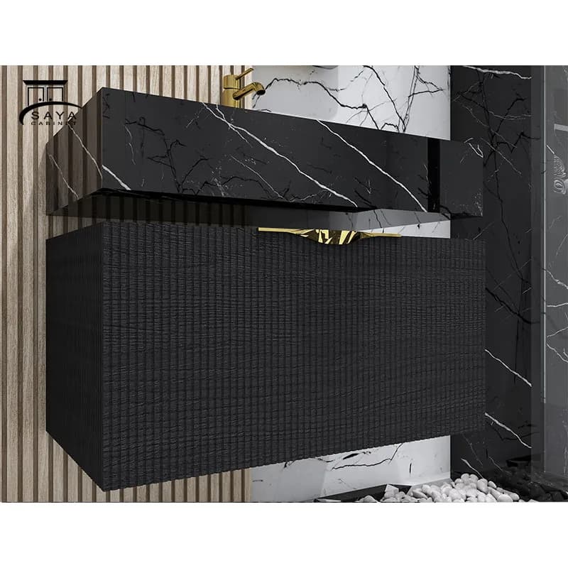 روشویی کابینتی سرامیکی CNC مشکی کد 30 — تصویر ۵