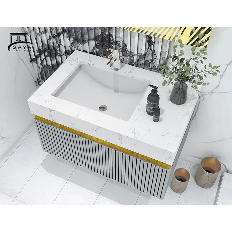روشویی کابینتی مدرن ترکیب سنگ و PVC کد 24 — تصویر ۶