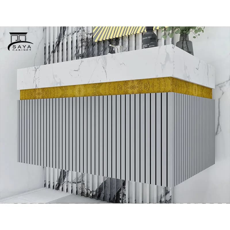 روشویی کابینتی مدرن ترکیب سنگ و PVC کد 24 — تصویر ۴