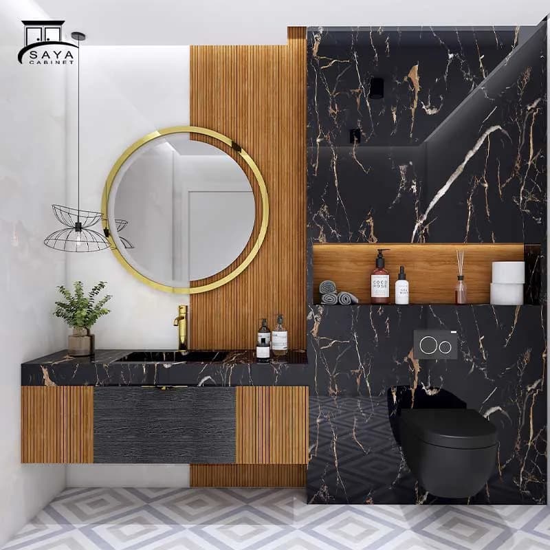 روشویی کابینتی مدرن ترکیب زیبای PVC و ترموود کد 21 — تصویر ۵