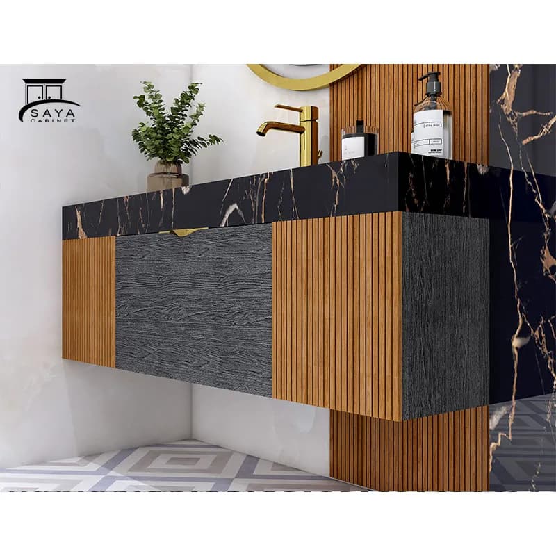روشویی کابینتی مدرن ترکیب زیبای PVC و ترموود کد 21 — تصویر ۴