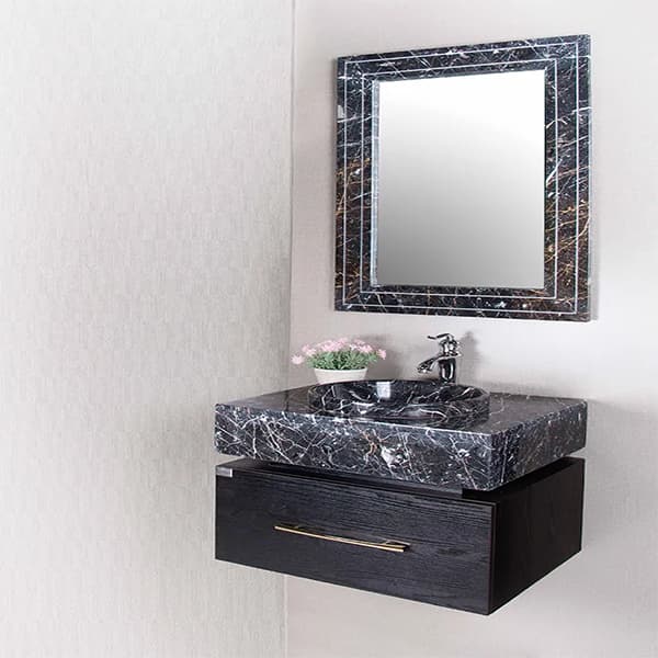 روشویی کابینتی سنگ طبیعی 3D بلک کد 74 — تصویر ۳