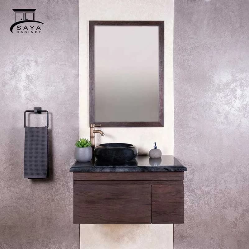 روشویی کابینتی تلفیق زیبای چوب و سنگ طبیعی کد 71