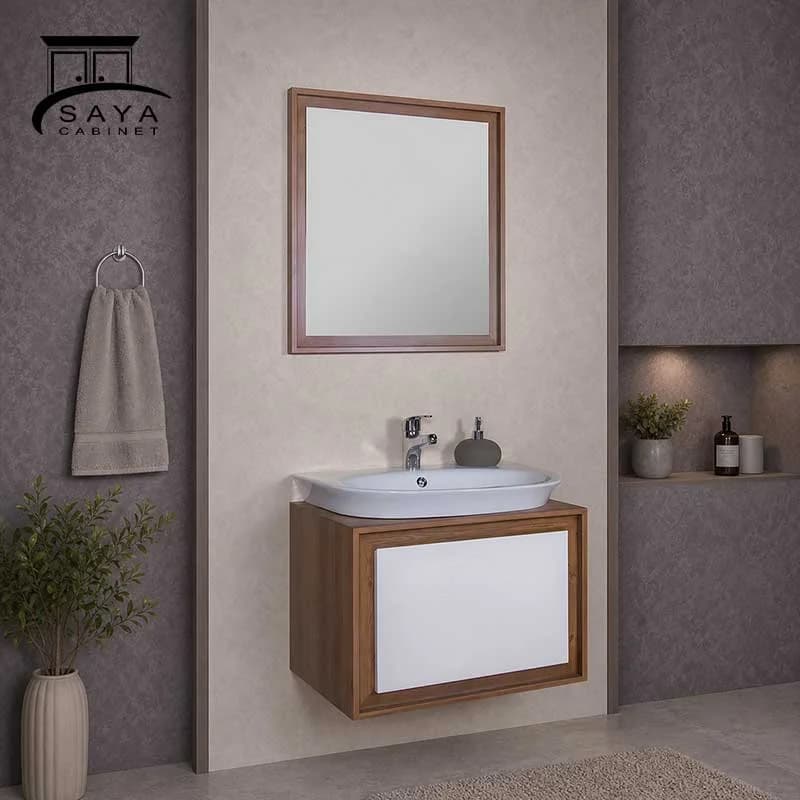 روشویی کابینتی آنتیک طلایی همراه کاسه آیلار کد 67