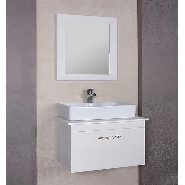 روشویی کابینتی آیلار سفید طلایی کد 65 — تصویر ۳