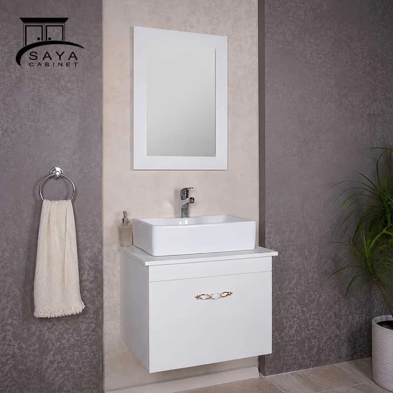 روشویی کابینتی آیلار سفید طلایی کد 65