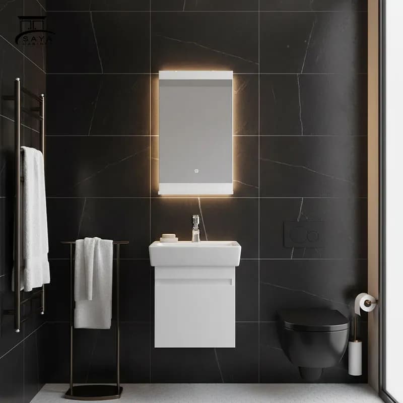 روشویی کابینتی آتیلا رنگ سفید کد 64 — تصویر ۲