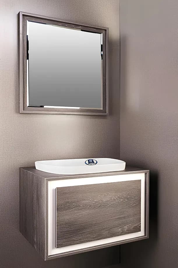 روشویی کابینتی خاکستری دور سفید کد 55 — تصویر ۴
