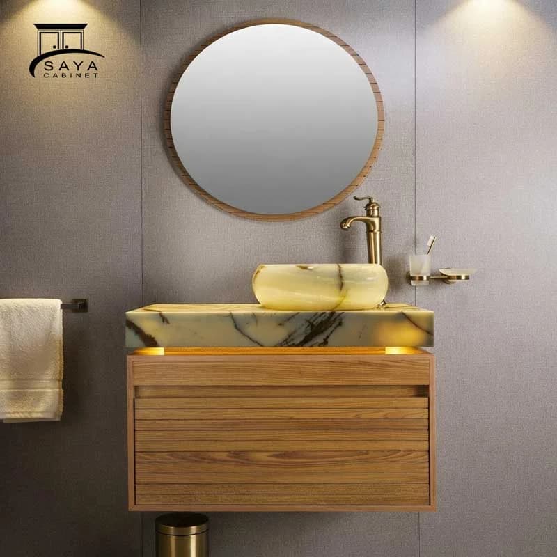 روشویی کابینتی سنگ مرمر LED دار کد 51 — تصویر ۳