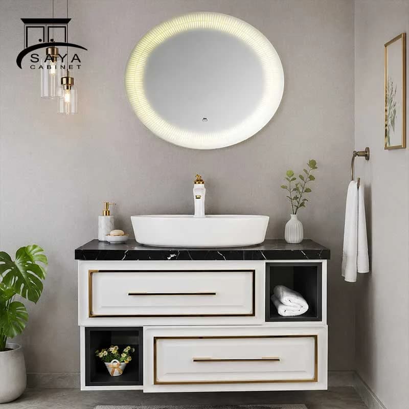 روشویی کابینتی سفید ممبران دور استیل کد 47