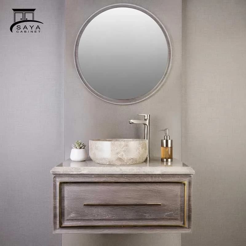 روشویی کابینتی خاکستری دور استیل کد 43