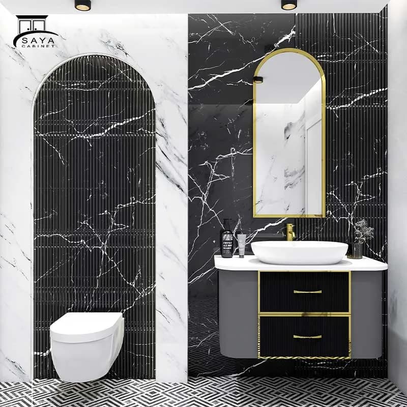 روشویی کابینتی مدرن لبه کرو سنگ مصنوعی کد 25 — تصویر ۴