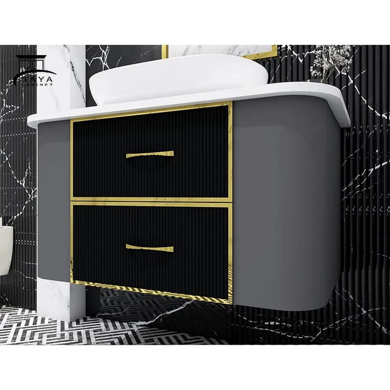 روشویی کابینتی مدرن لبه کرو سنگ مصنوعی کد 25 — تصویر ۳
