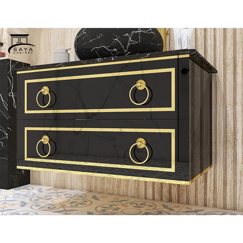 روشویی کابینتی مشکی دو کشو کد 39 — تصویر ۶