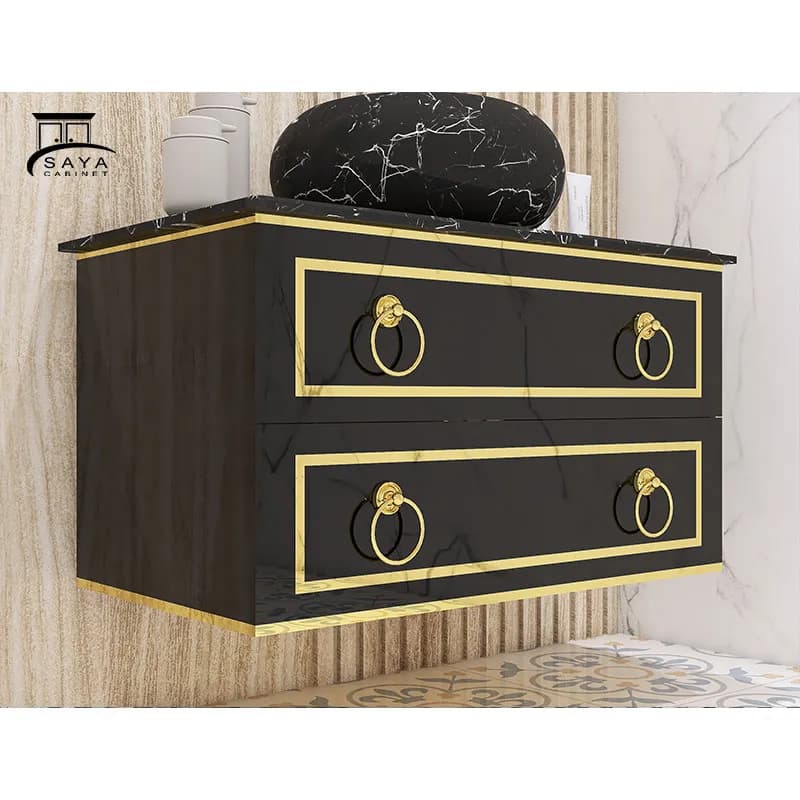 روشویی کابینتی مشکی دو کشو کد 39 — تصویر ۵