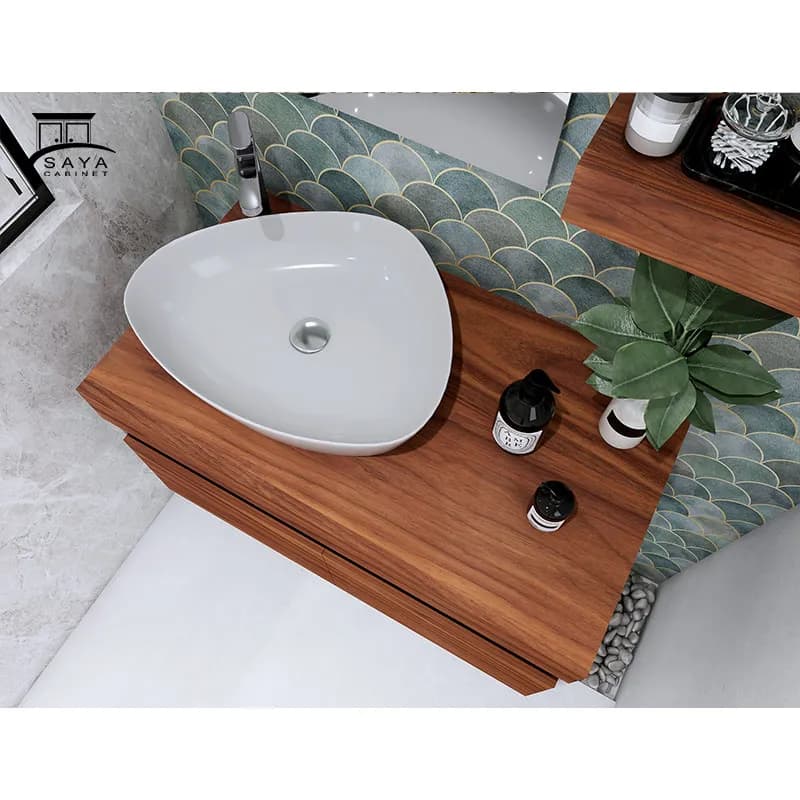 روشویی کابینتی فندقی-مشکی هایگلاس کد 34 — تصویر ۷