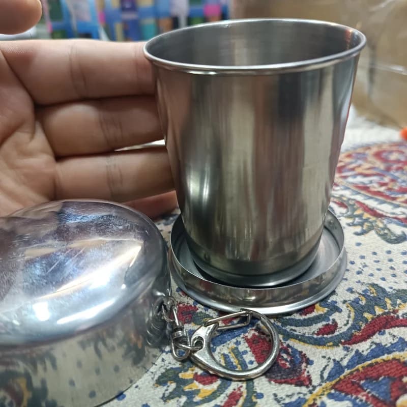 لیوان تاشو استیل متوسط (ضد زنگ) با کیفیت — تصویر ۴