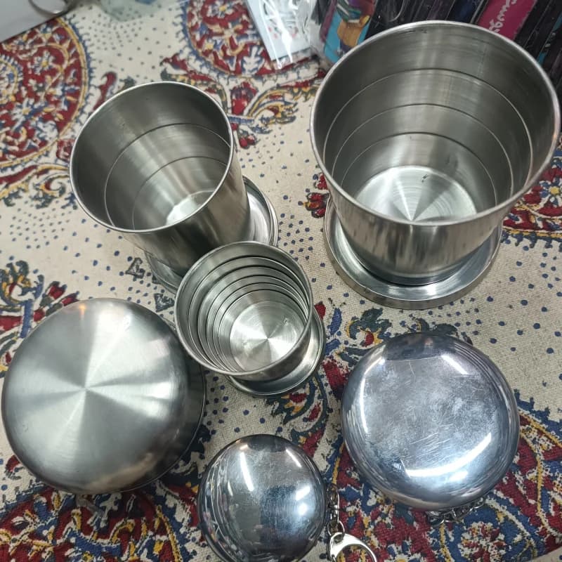 لیوان تاشو استیل بزرگ (ضد زنگ) با کیفیت — تصویر ۵