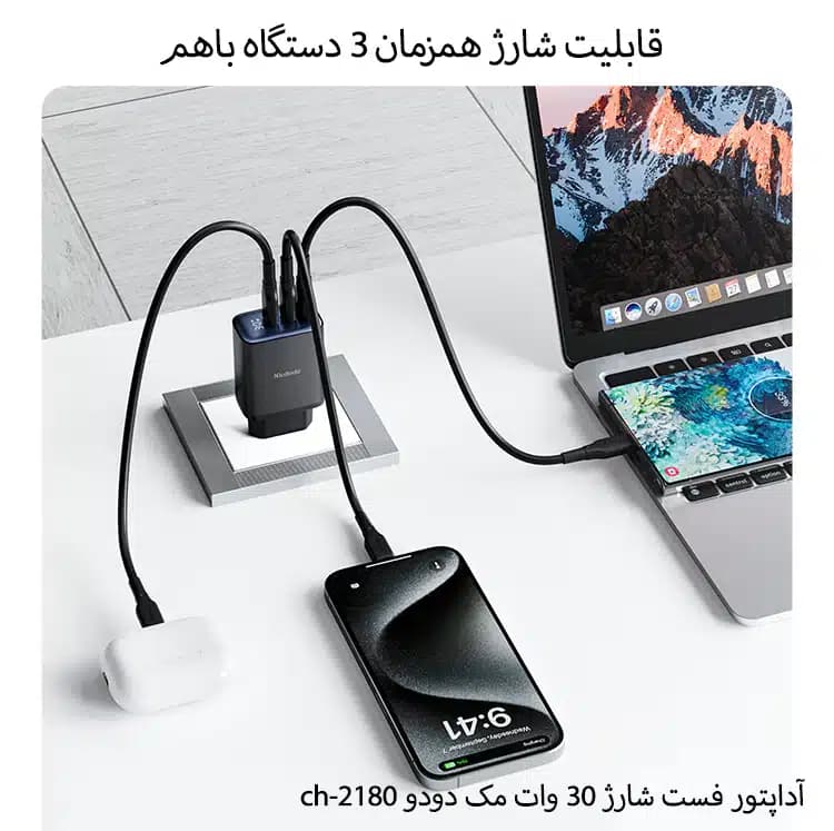 شارژر دیواری 30 وات مک دودو مدل CH-218 — تصویر ۵