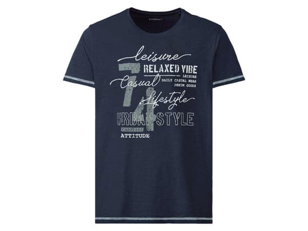تیشرت سورمه ای طرحدار2 مردانه لیورجی-TSHIRT LIVERGY