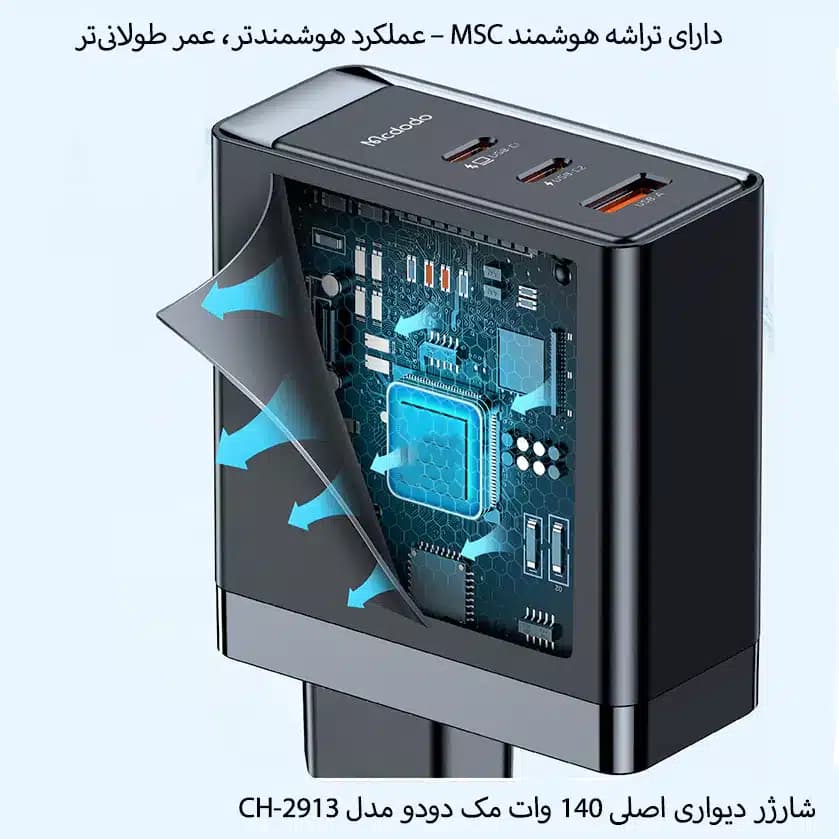 شارژر دیواری 140 وات مک دودو مدل CH-2913 — تصویر ۲