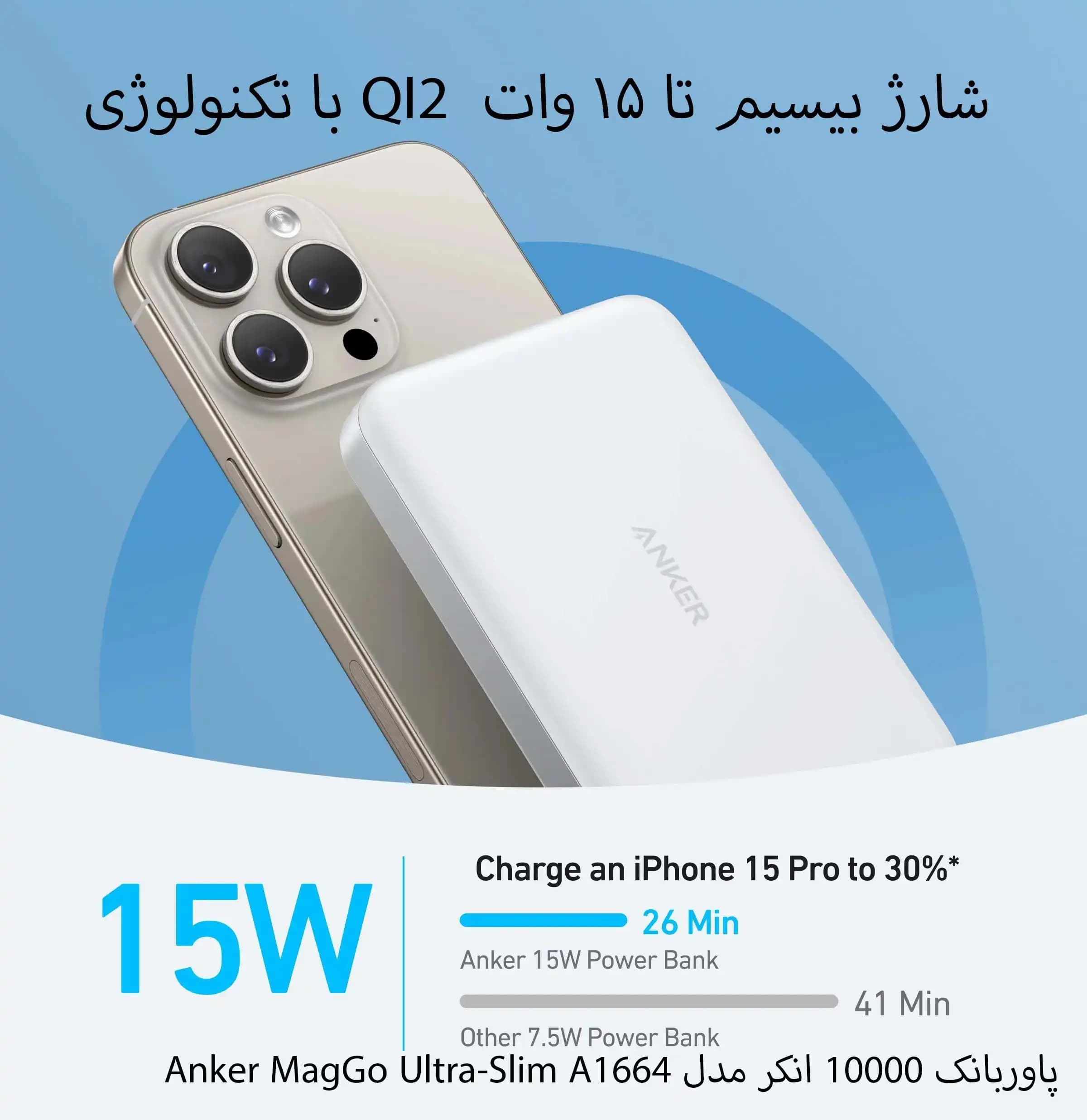 پاوربانک 10000 انکر مدل Anker MagGo Ultra-Slim A1664 — تصویر ۵