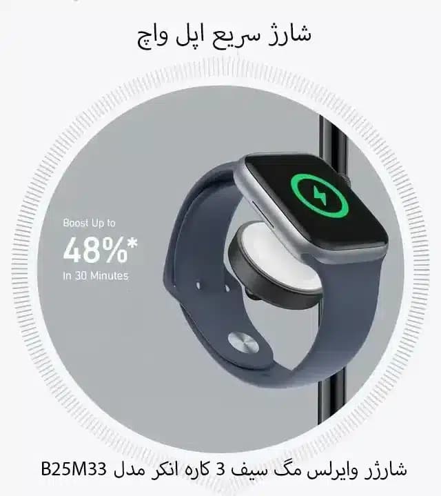 شارژر وایرلس مگ سیف سه کاره انکر مدل B25m33 — تصویر ۳