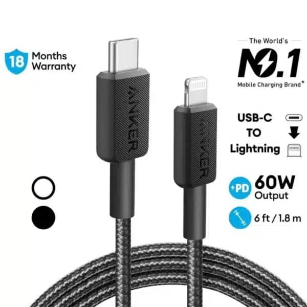 کابل 1.8 متری Lightning به USB-C انکر مدل A81B6H — تصویر ۶