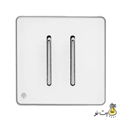 کلید و پریز آسیا مدل یاقوت سفید نقره ای — تصویر ۲