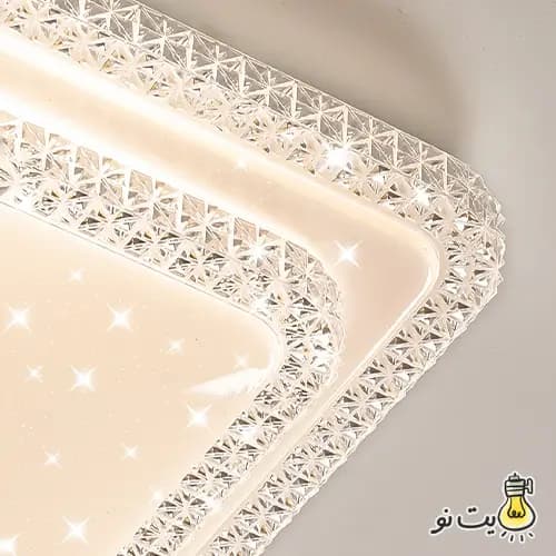 چراغ سقفی دو طبقه مربع کریستالی — تصویر ۳