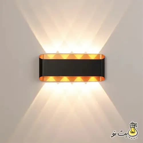 چراغ دکوراتیو دو طرفه 8 وات مشکی طلایی — تصویر ۴