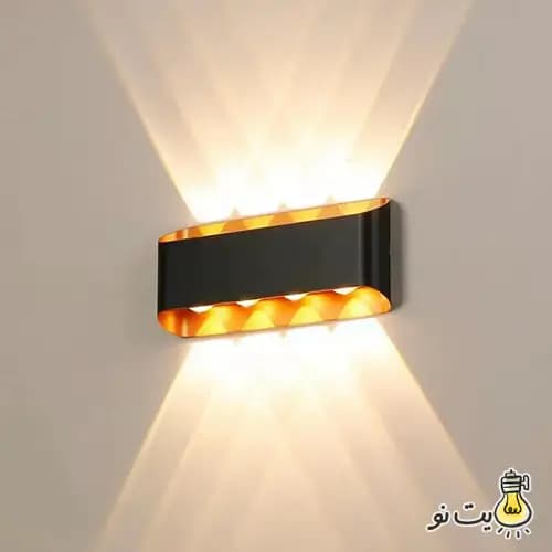 چراغ دکوراتیو دو طرفه 8 وات مشکی طلایی