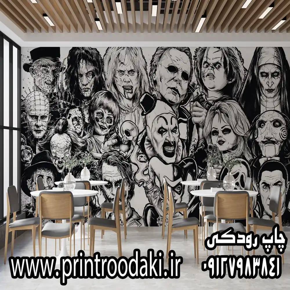 پوستر دیواری کافه شخصیت های ترسناک جوکر و … — تصویر ۲