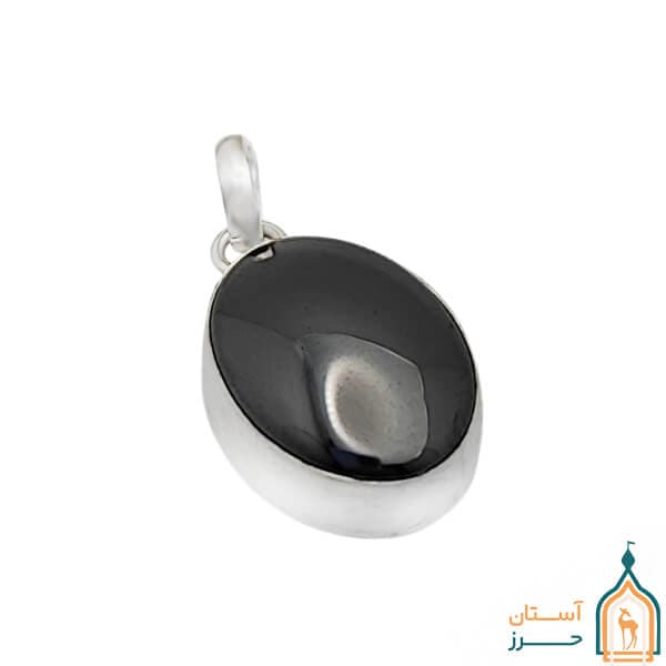 گردنبند حدید زنانه و مردانه بیضی دست ساز مدل دور ساده کوچک با حکاکی اذکار