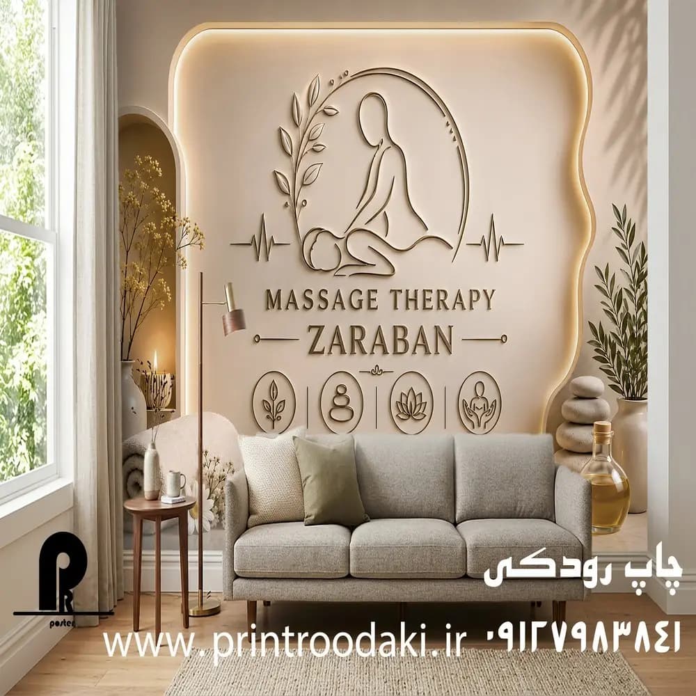 پوستر دیواری سالن ماساژ با شمع و حوله